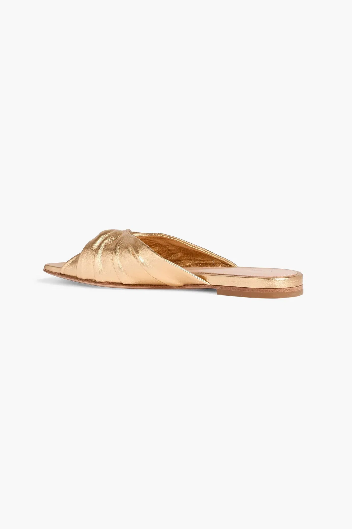 Gianvito Rossi Selene Twisted Metallic Leather Slides Gold Women's