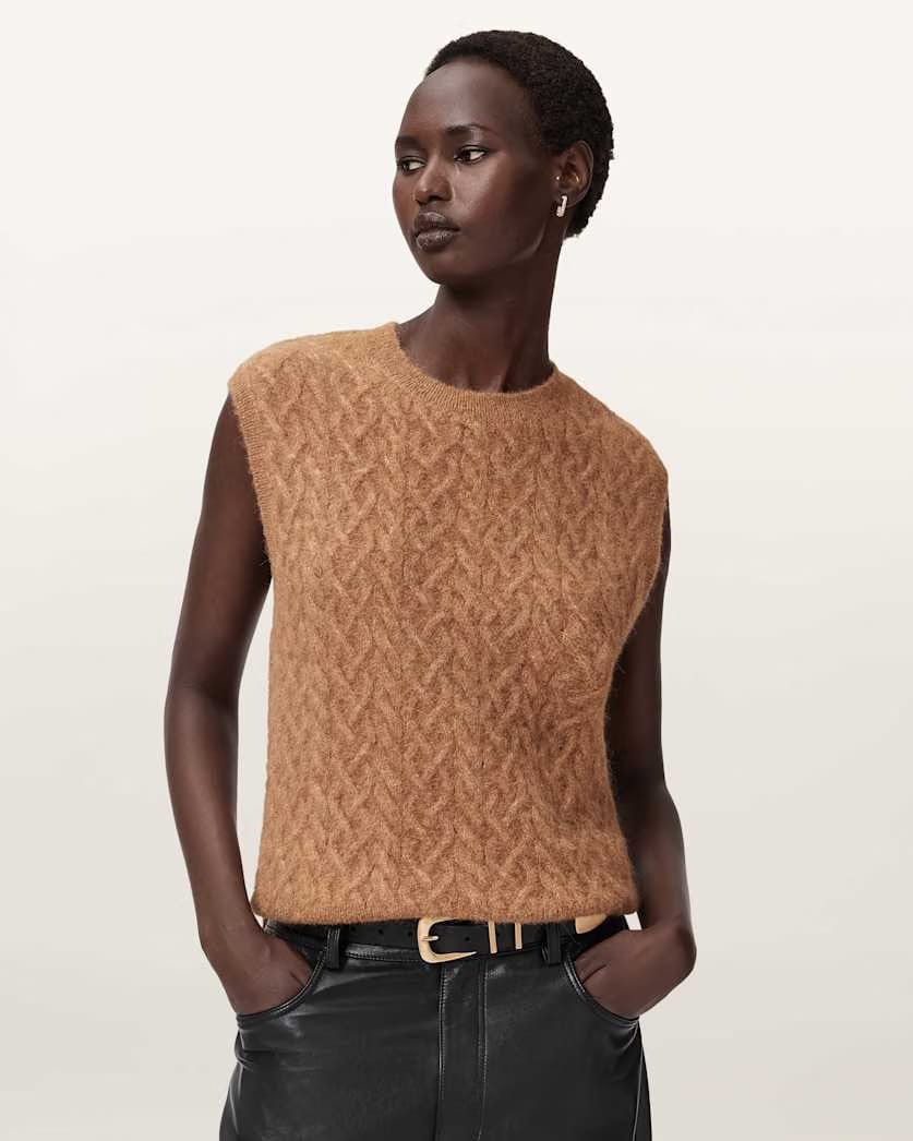 AllSaints Sirius Cable Tank Women's Rattan Brown Women's