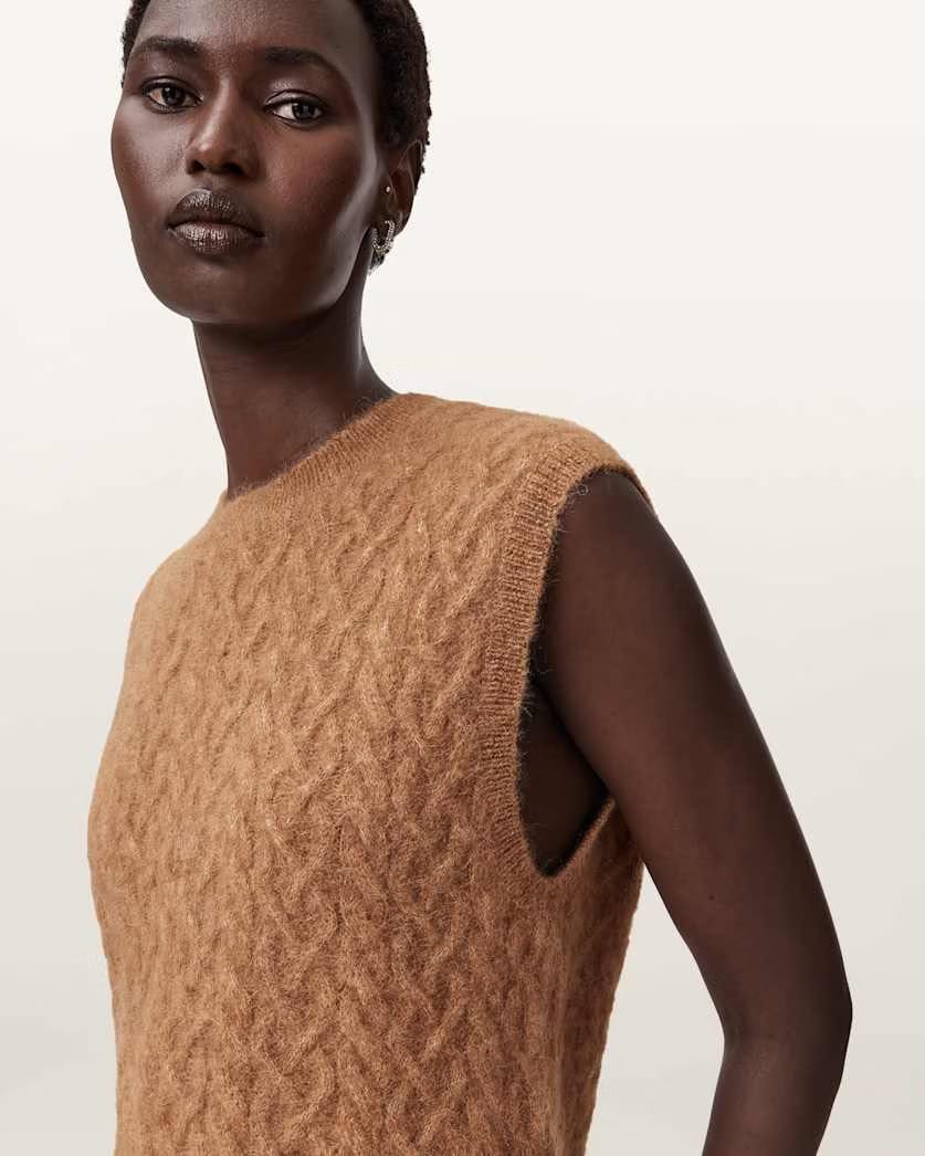 AllSaints Sirius Cable Tank Women's Rattan Brown Women's