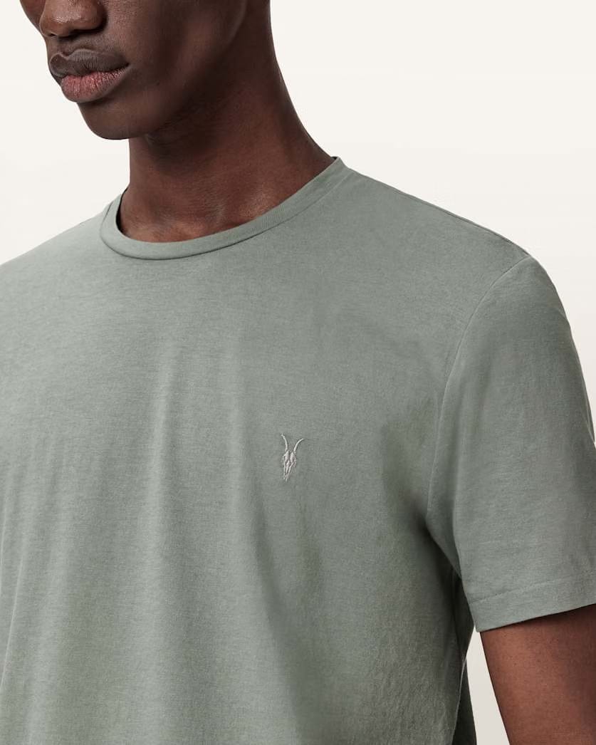 AllSaints Tonic Crew Neck Slim Ramskull T Shirt Villa Blue