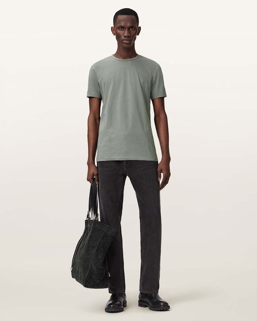 AllSaints Tonic Crew Neck Slim Ramskull T Shirt Villa Blue