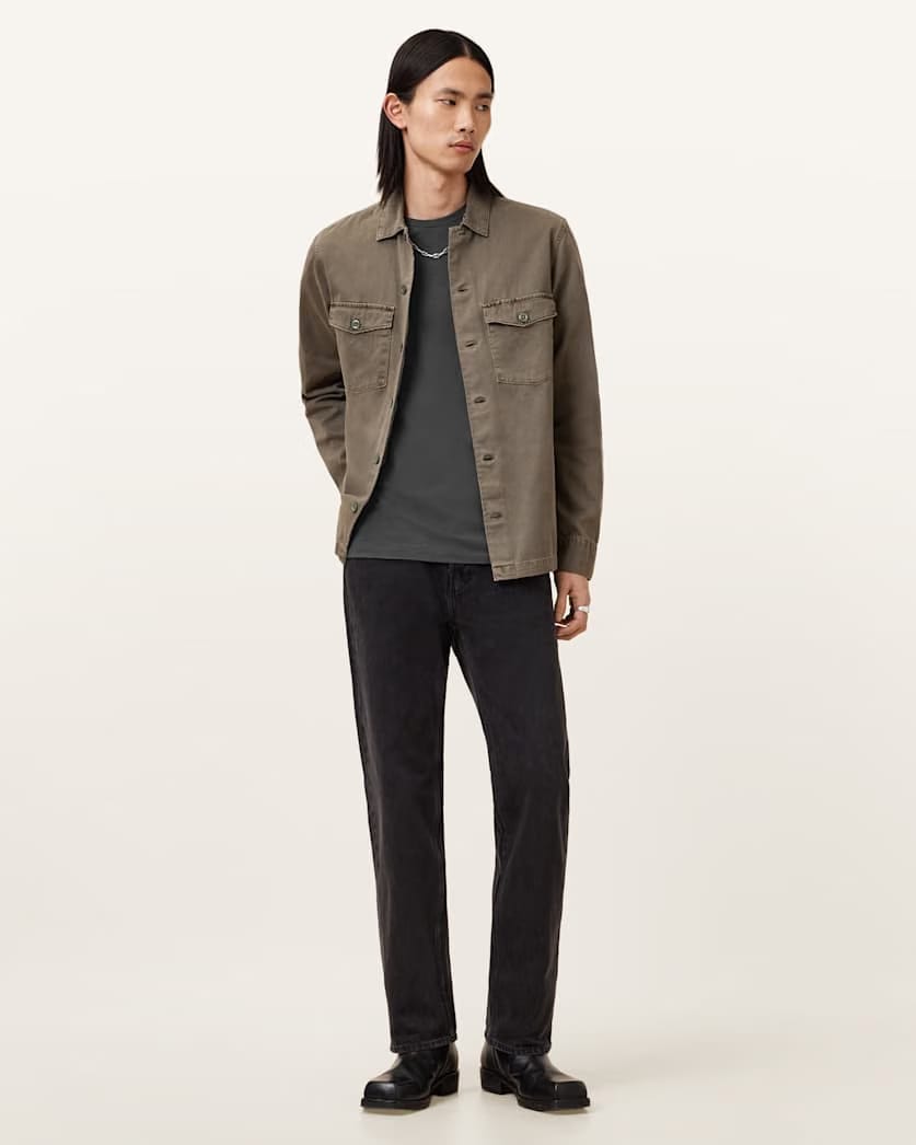 AllSaints Tonic Crew Neck Slim Ramskull T Shirt Villa Blue