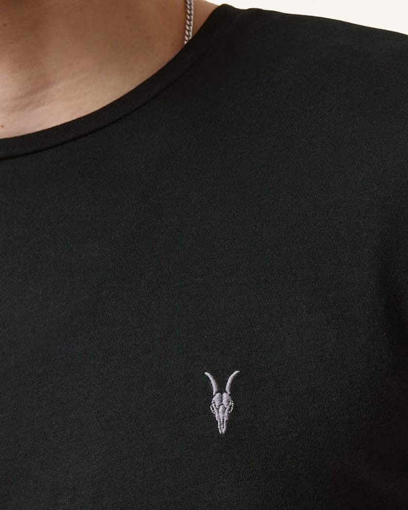 AllSaints Tonic Crew Neck Slim Ramskull T Shirt Villa Blue