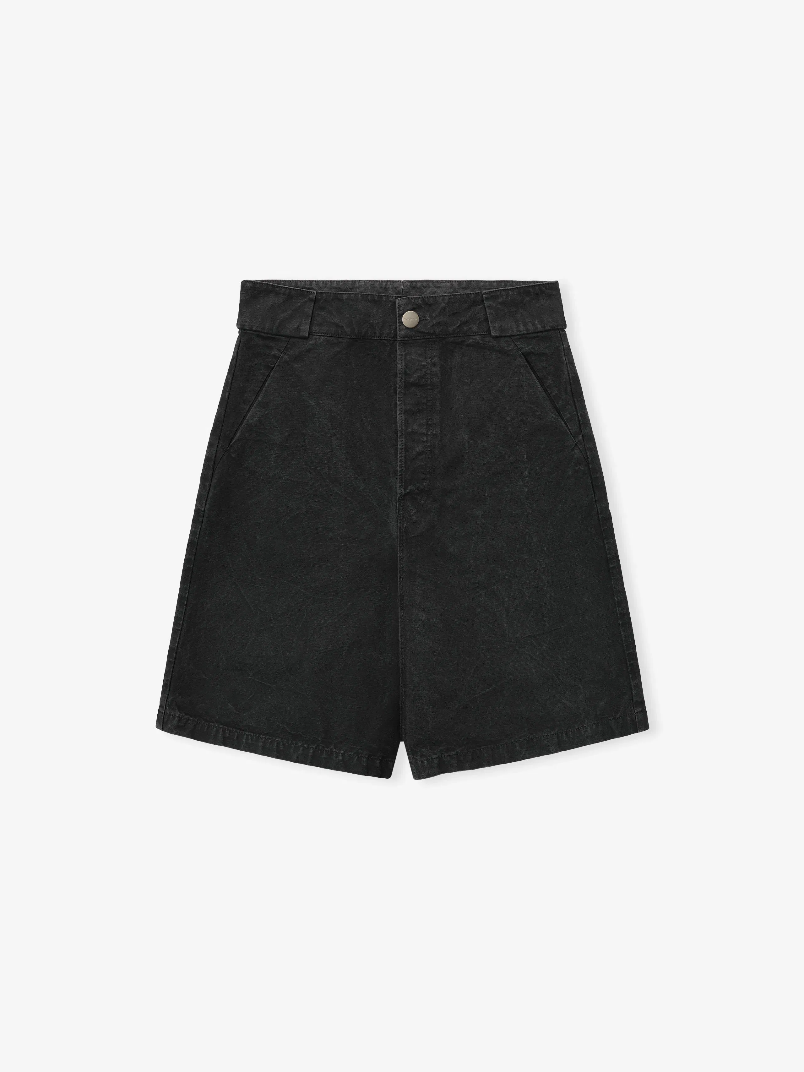 Essentials Washed Canvas Utility Shorts Washed Black