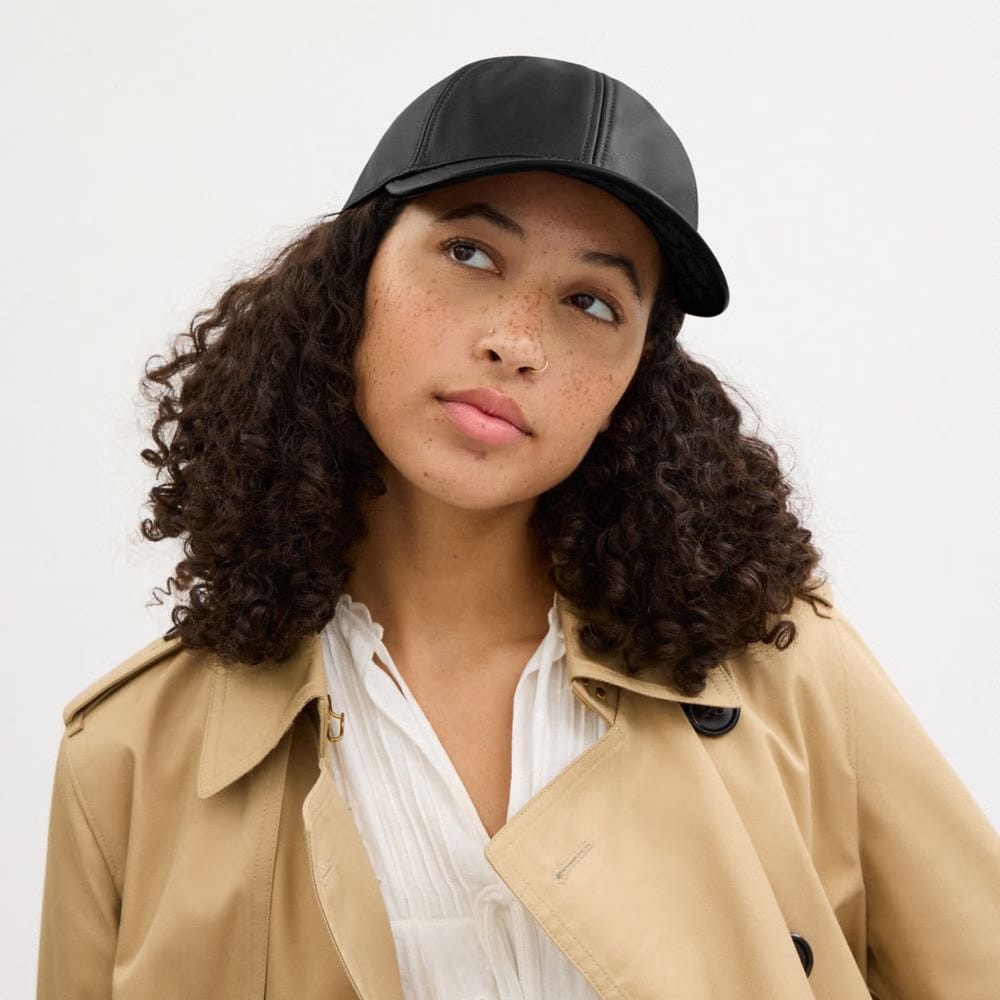 Coach Leather Baseball Hat Black