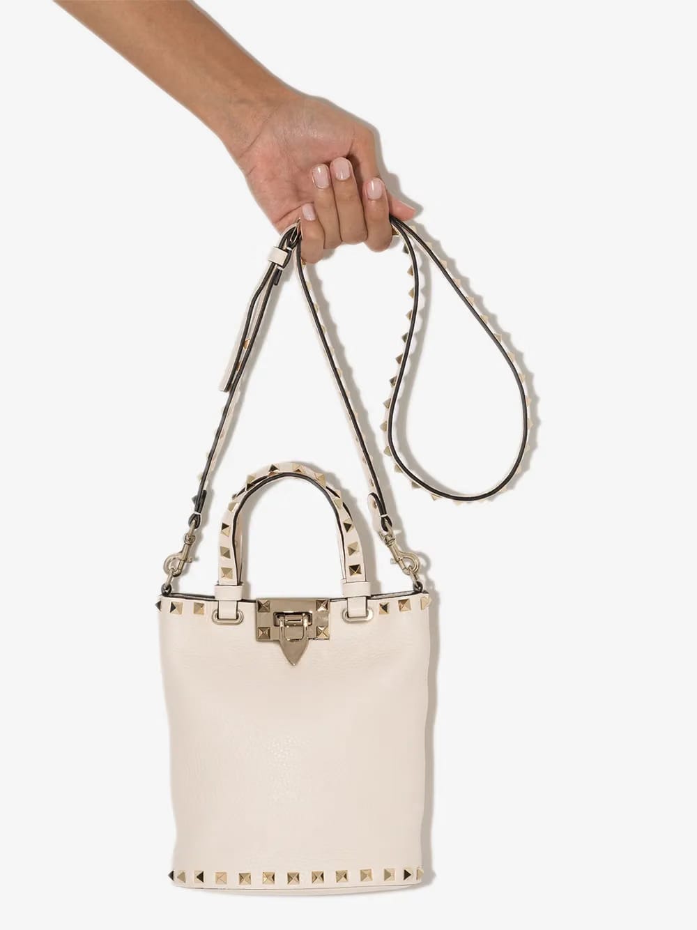 Rockstud leather mini tote bag