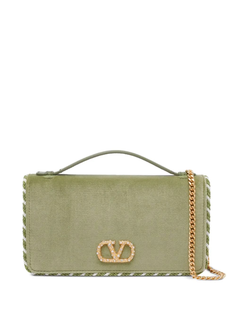 small VLogo Signature velvet clutch bag