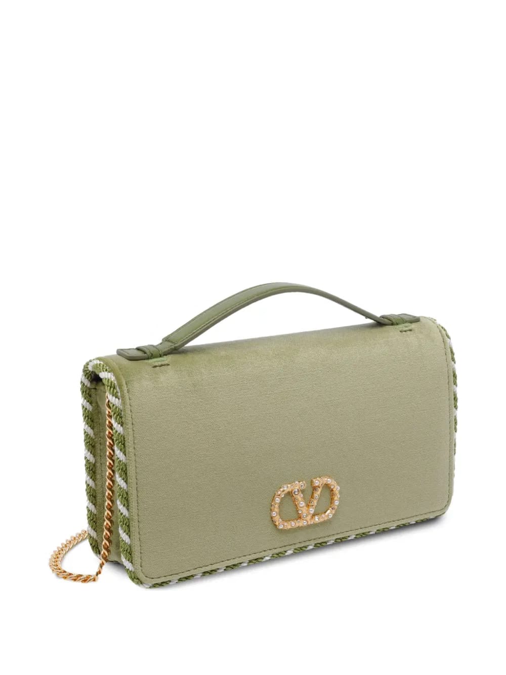 small VLogo Signature velvet clutch bag