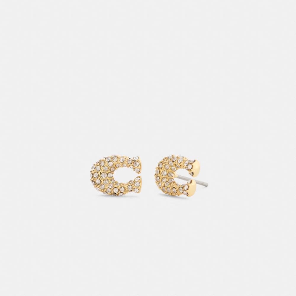 Coach Pavé C Stud Earrings Gold