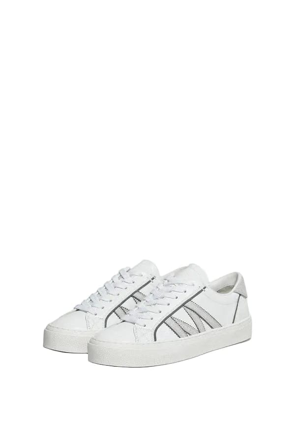 Moncler Monaco2 Leather & Glitter Sneakers White