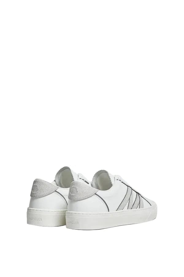 Moncler Monaco2 Leather & Glitter Sneakers White