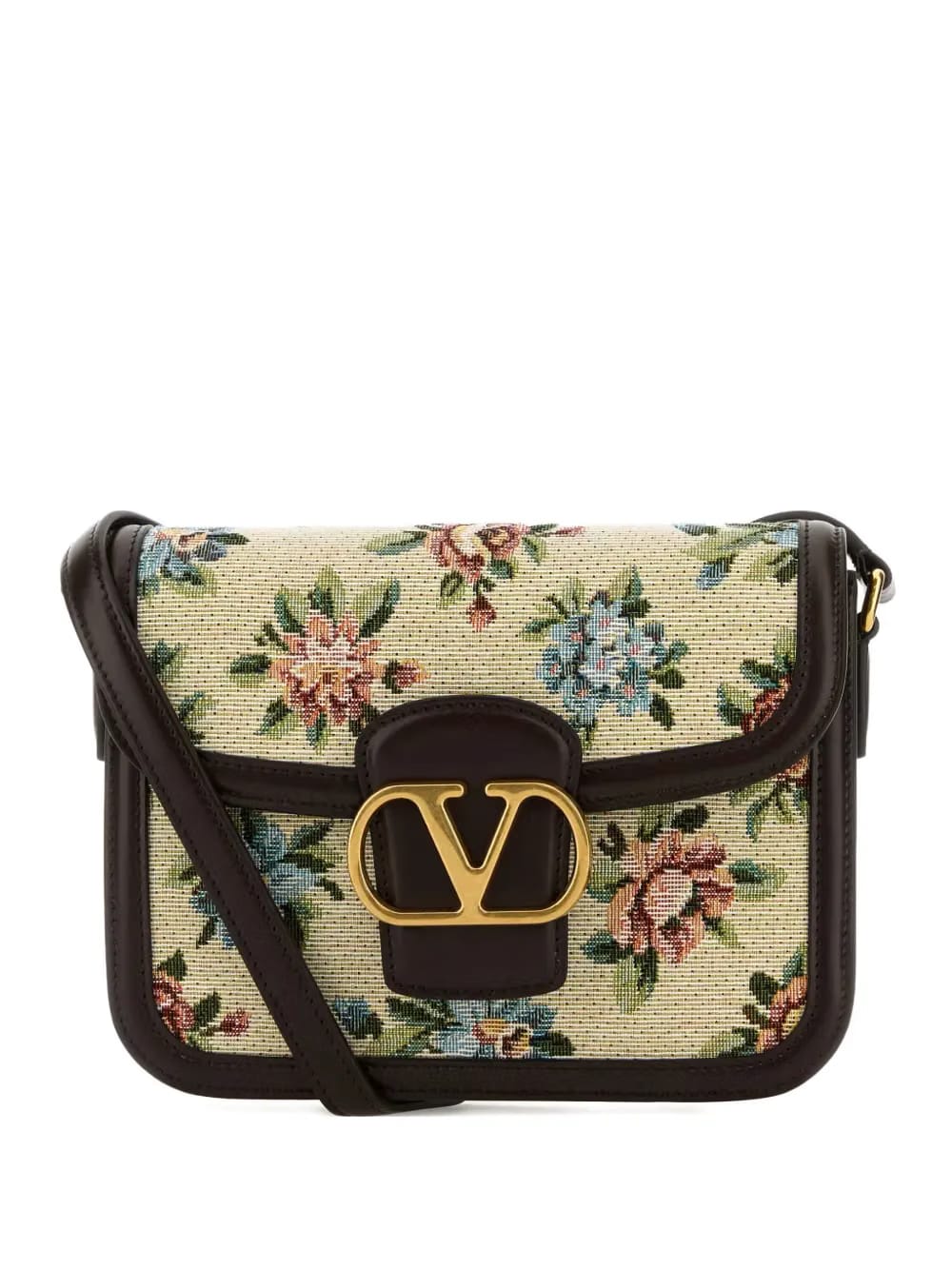 floral-pattern leather cross body bag