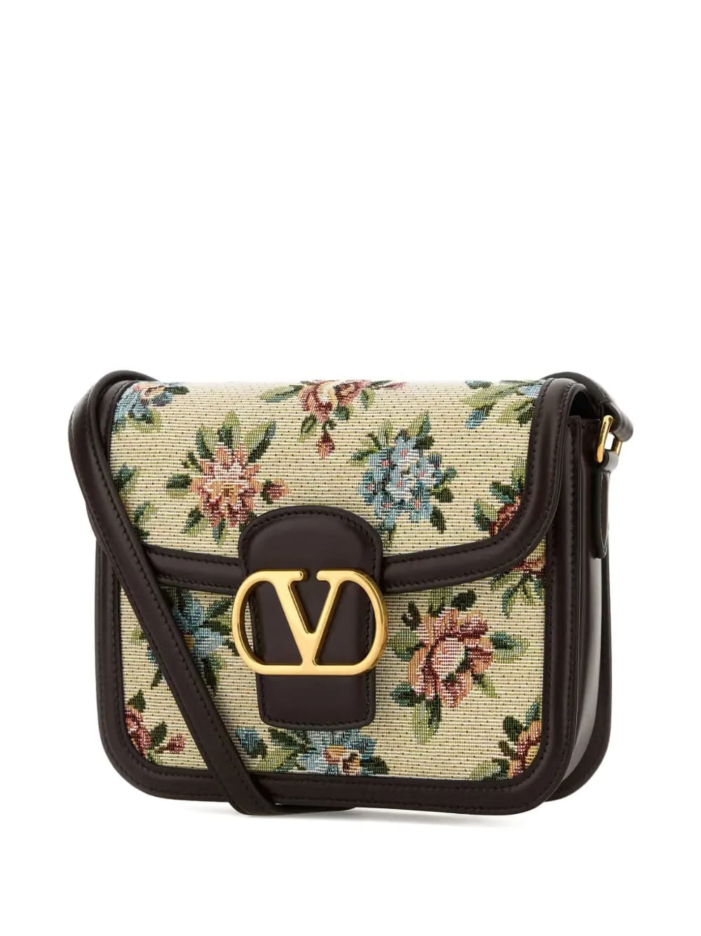 floral-pattern leather cross body bag