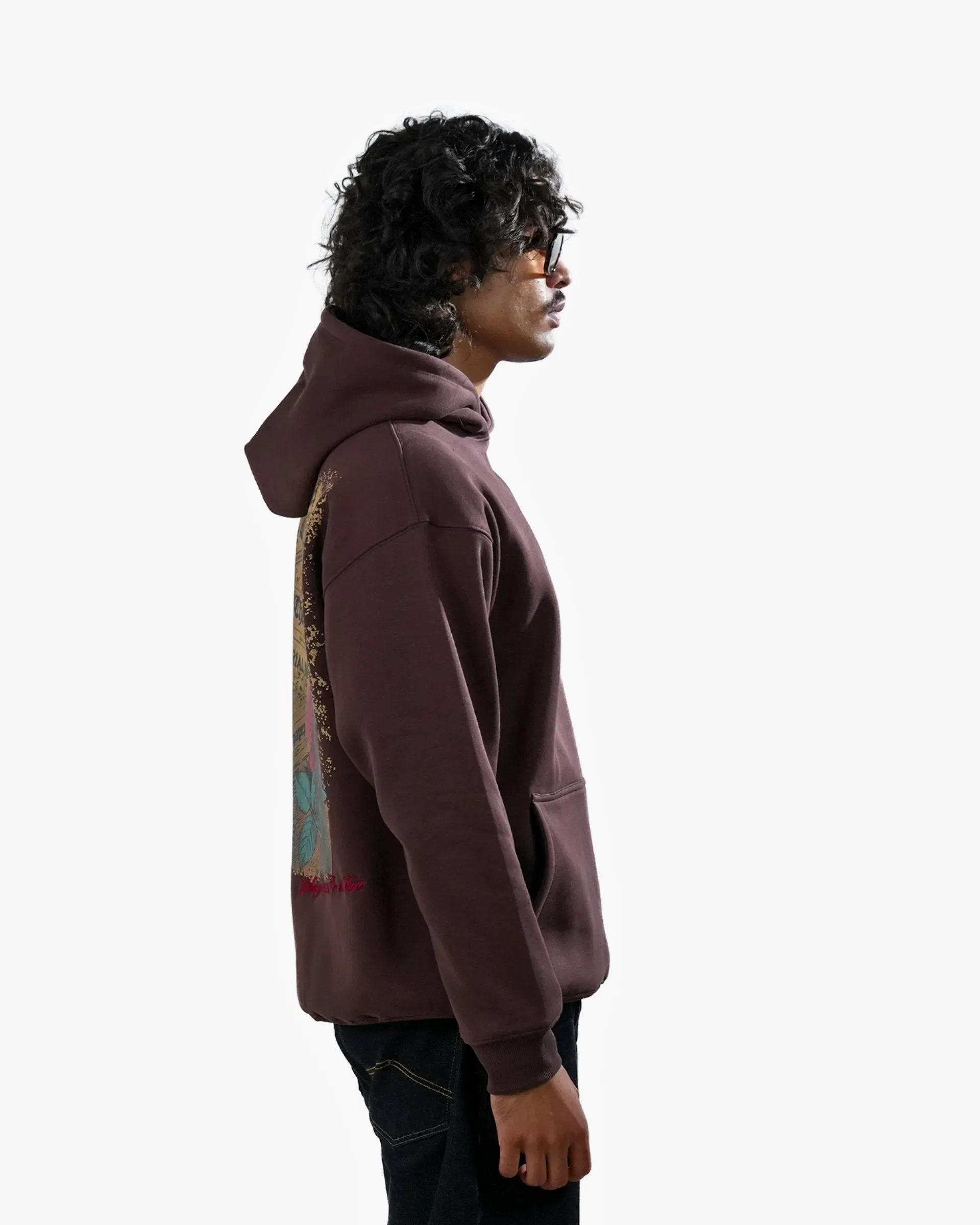 Love Me More - Coffee Printed Oversized Hoodie