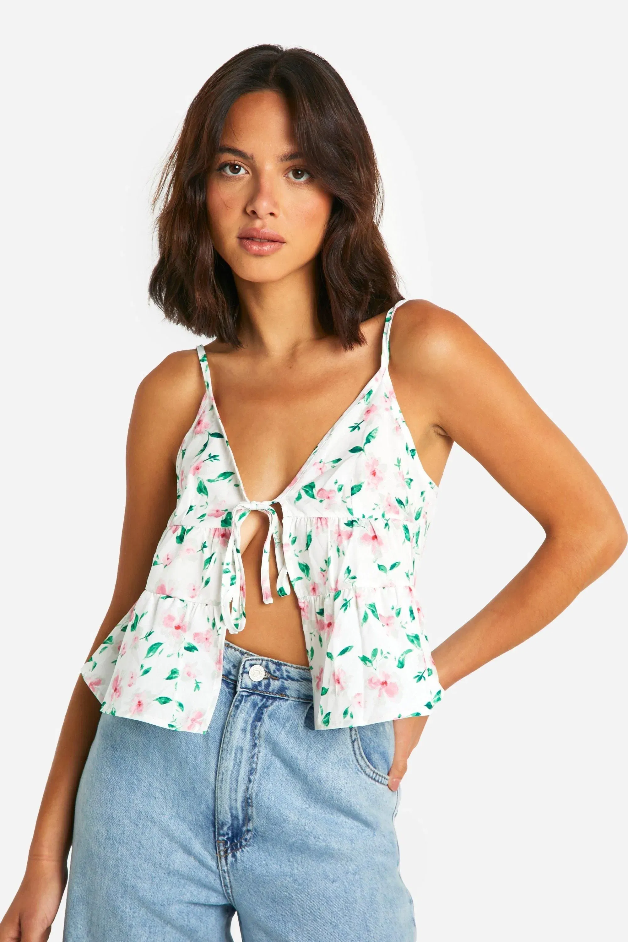 Floral Tie Front Cami