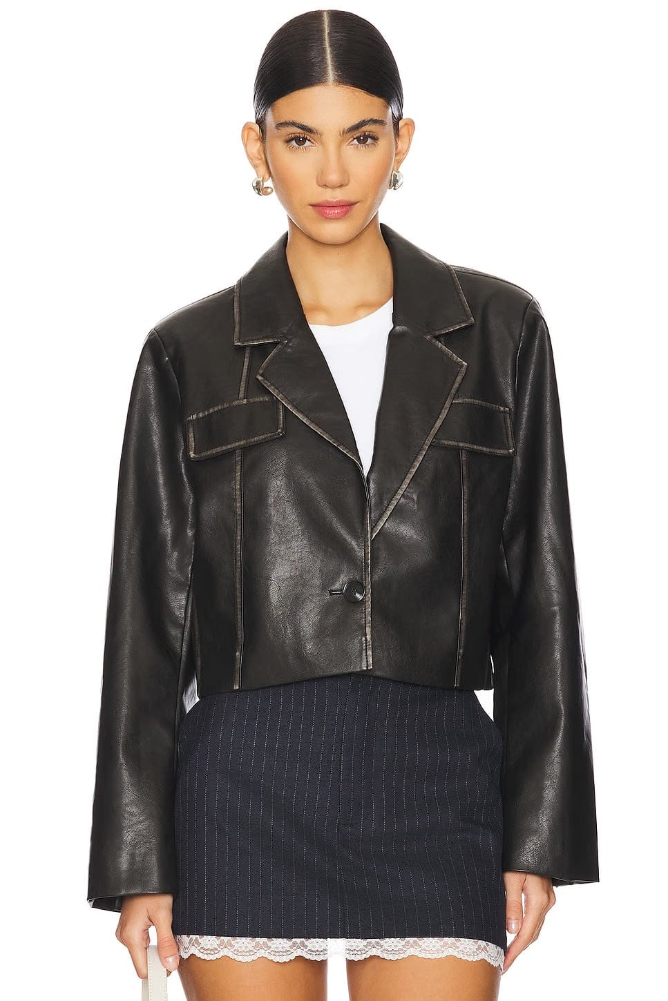 superdown Blakely Faux Leather Jacket in Black