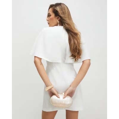 Cream Cape Mini Dress