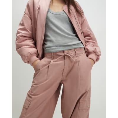 Pink Barrel Leg Cargo Trousers