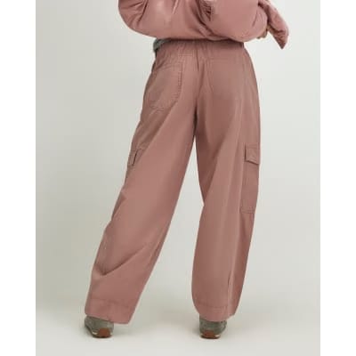 Pink Barrel Leg Cargo Trousers