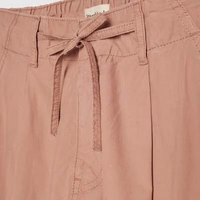 Pink Barrel Leg Cargo Trousers