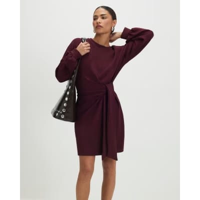 Petite Red Knot Side Mini Dress