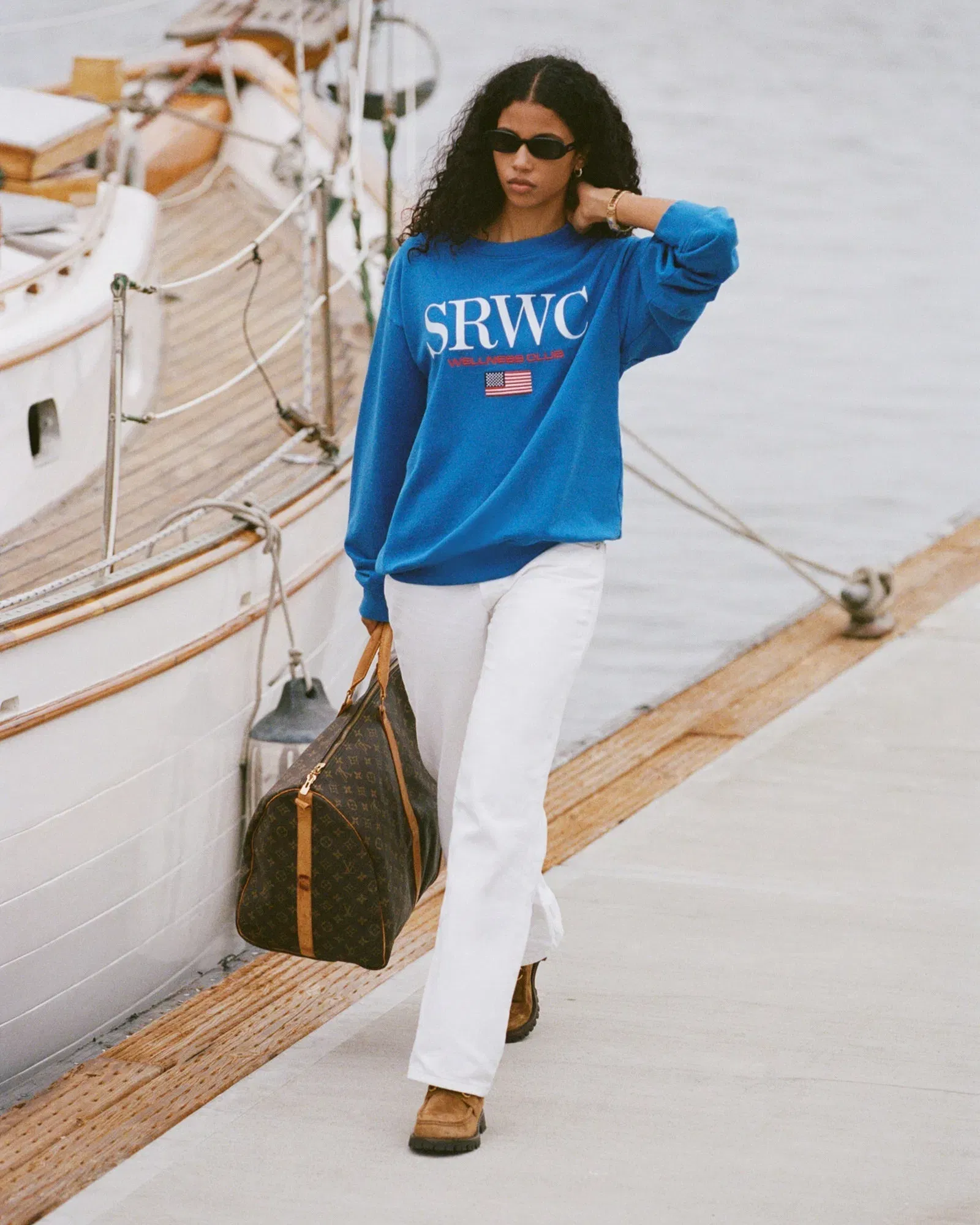 Nautical Embroidered Crewneck - Team Blue/White