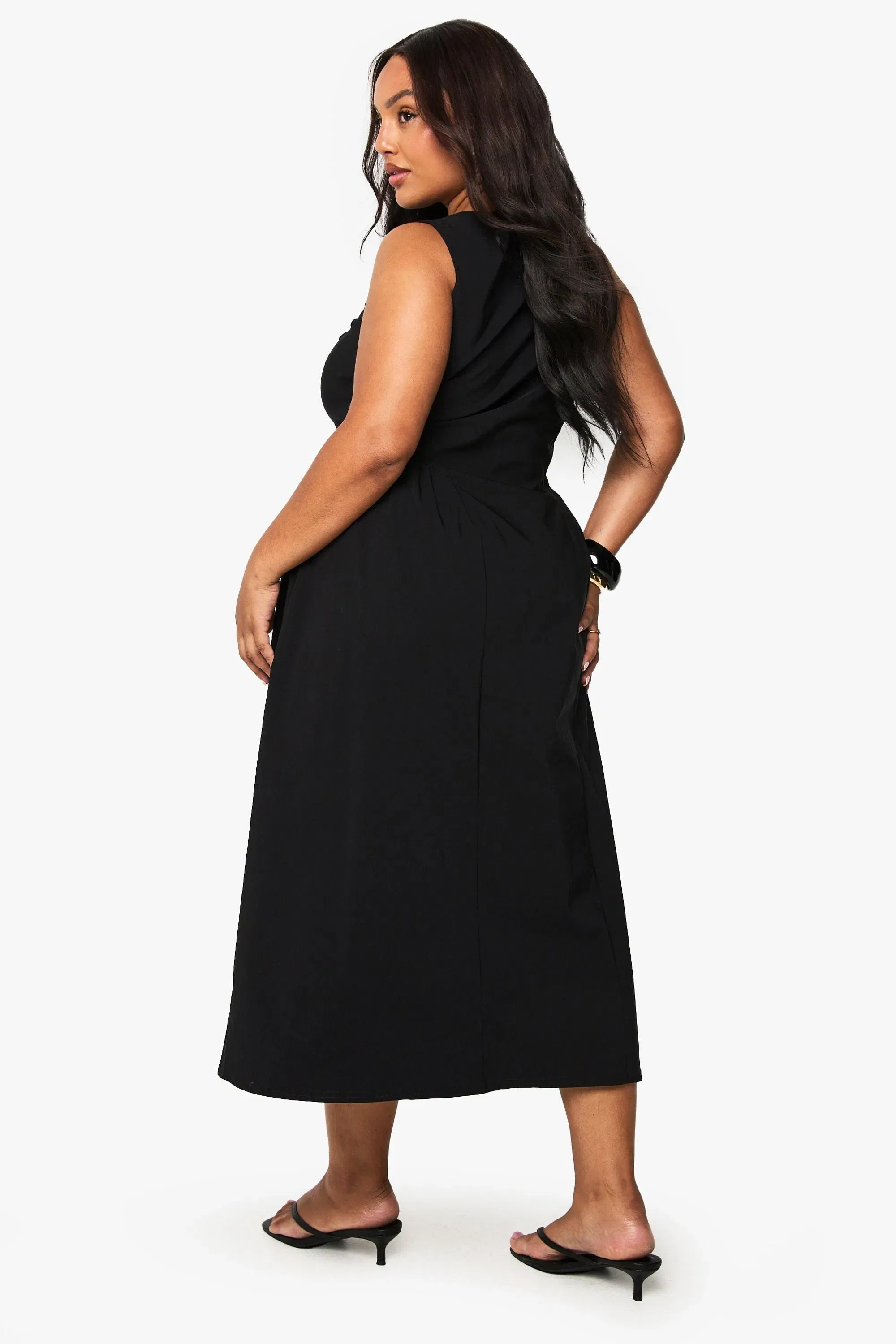 Plus button down midaxi skater dress