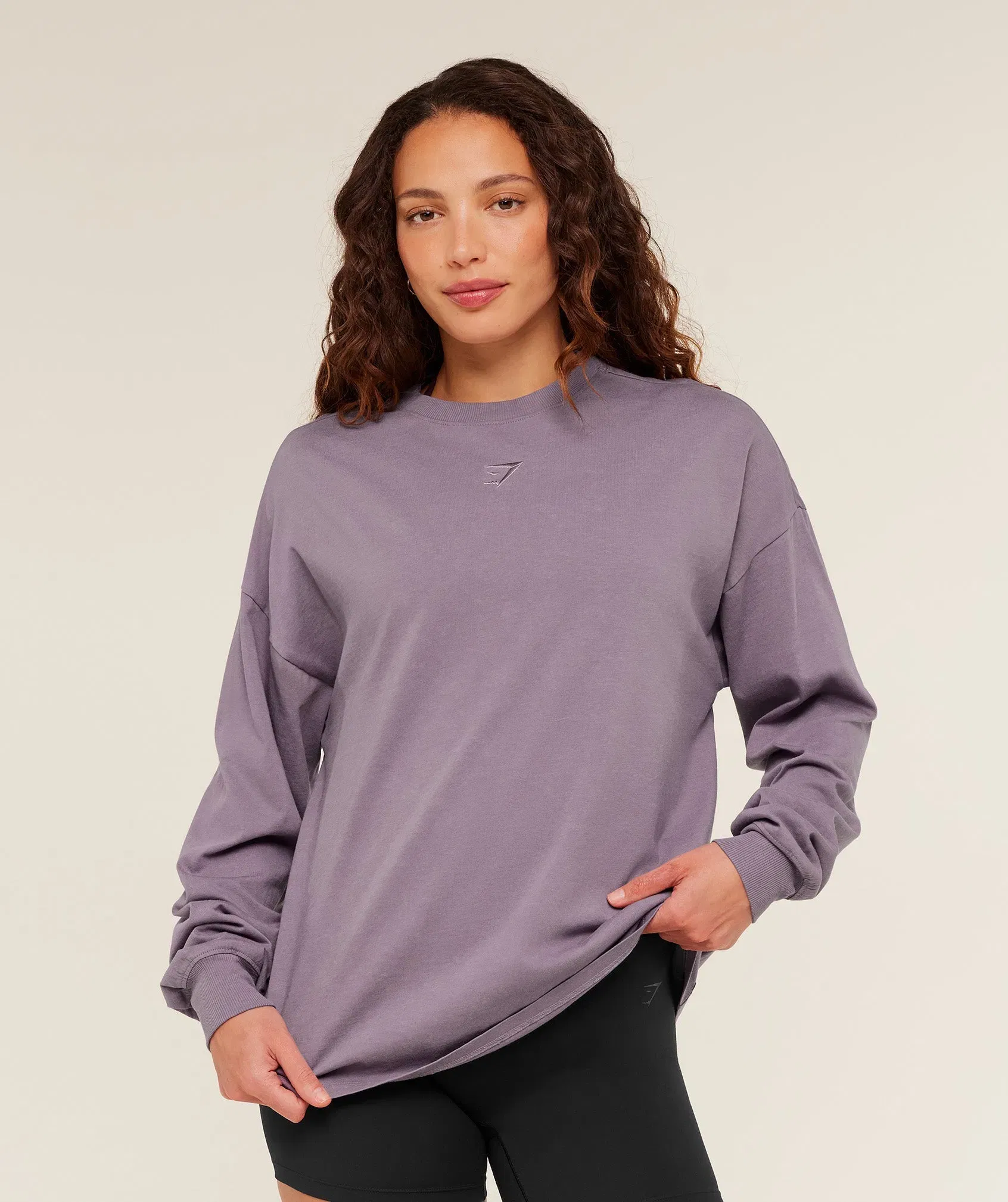 Gymshark Power Washed Long Sleeve Top - Dusk Purple/Acid Wash