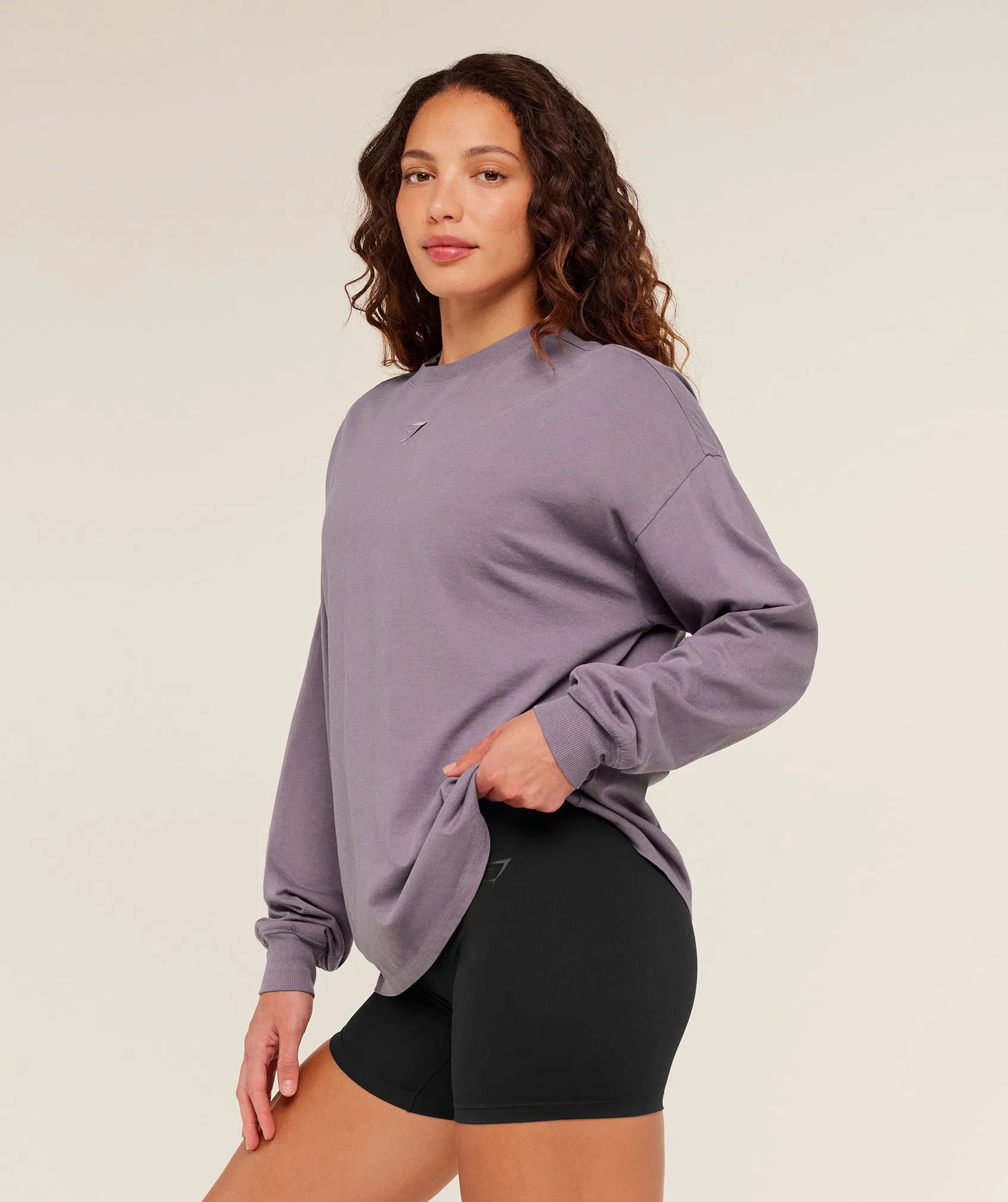 Gymshark Power Washed Long Sleeve Top - Dusk Purple/Acid Wash