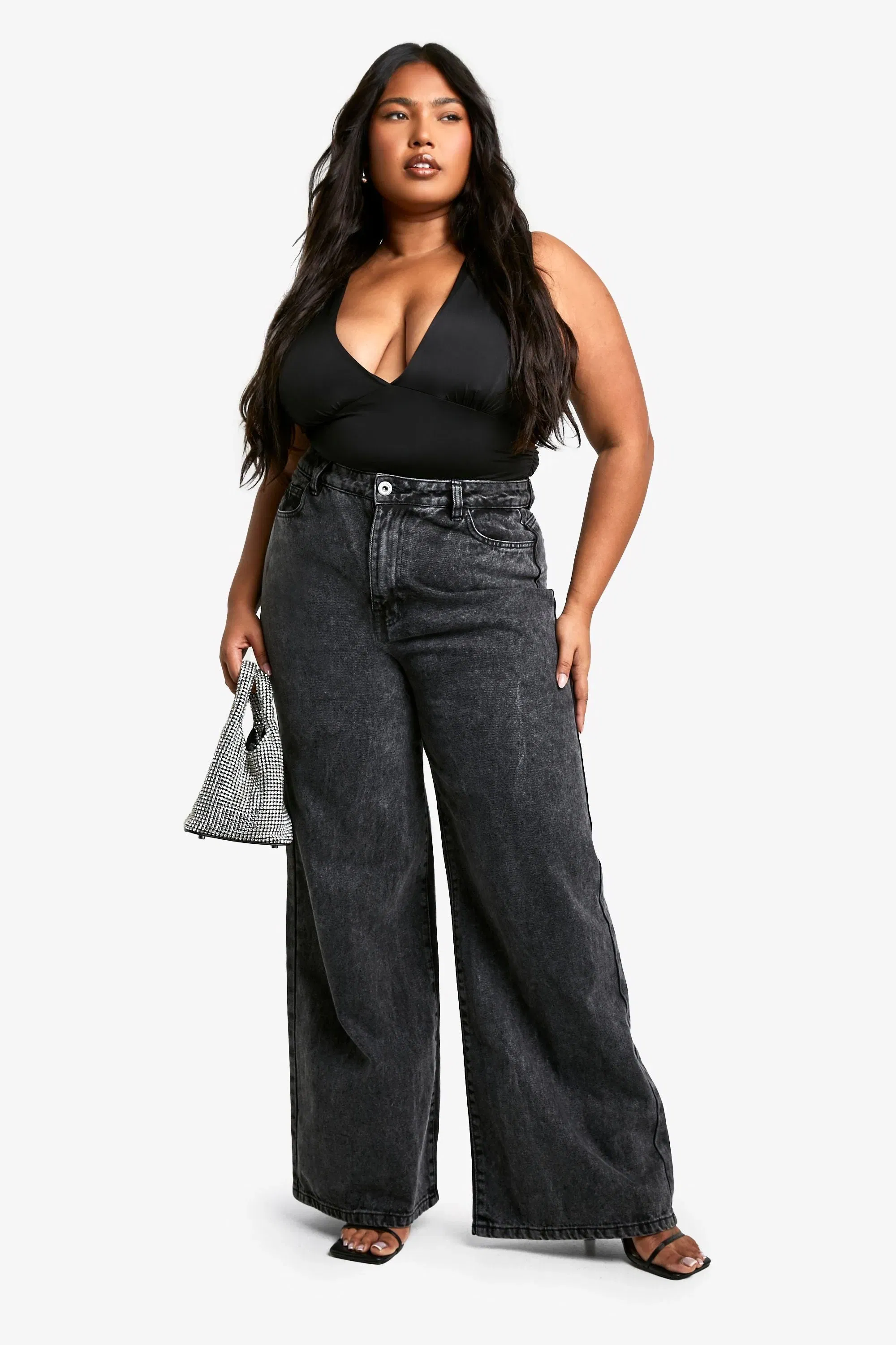 Plus Slinky Plunge Sleeveless Bodysuit