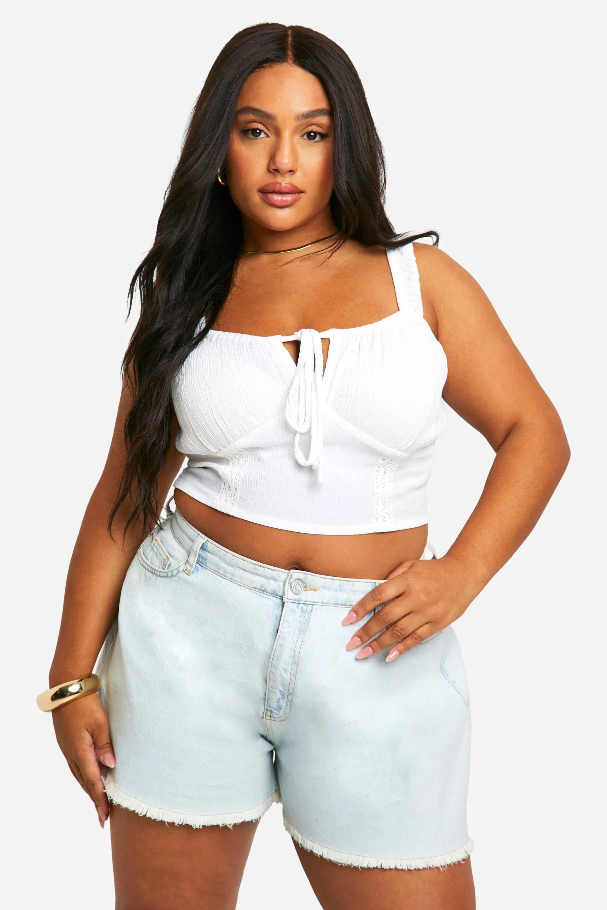 Plus Cotton Milkmaid Crop Top