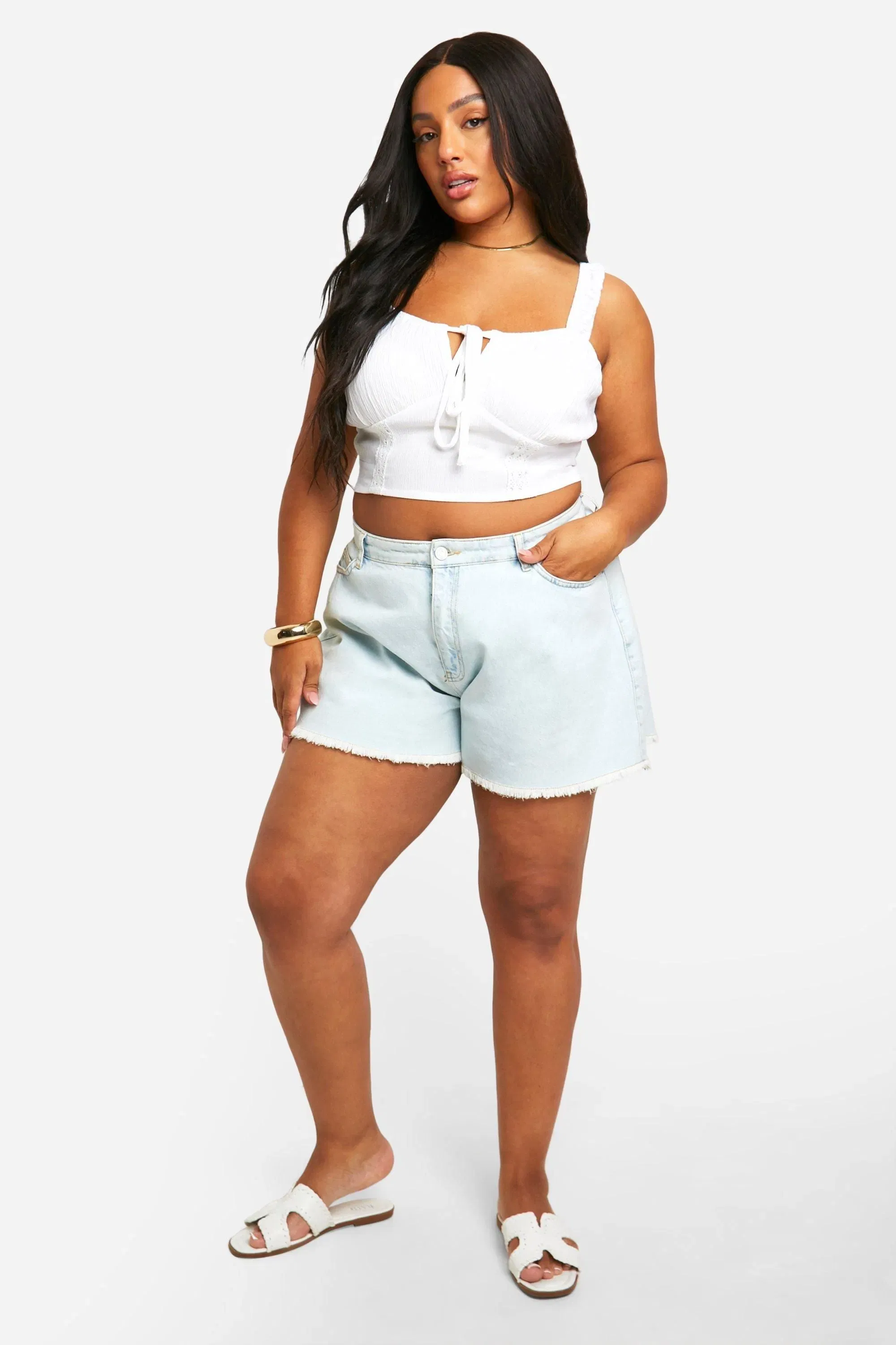 Plus Cotton Milkmaid Crop Top