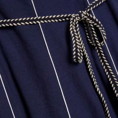 Navy Piped Rope Belt Midi Dress