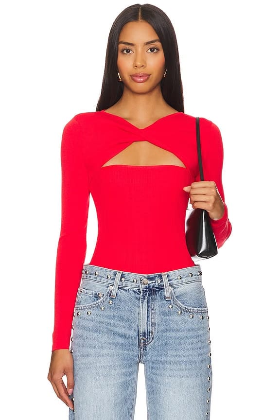 superdown Kenzie Knit Top in Cherry
