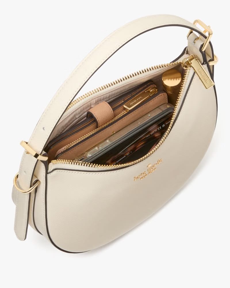 Nova Crinkle Metallic Small Crescent Shoulder Bag