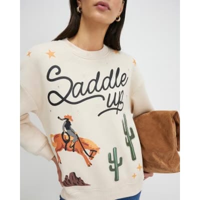 Beige Saddle Up Rodeo Sweatshirt
