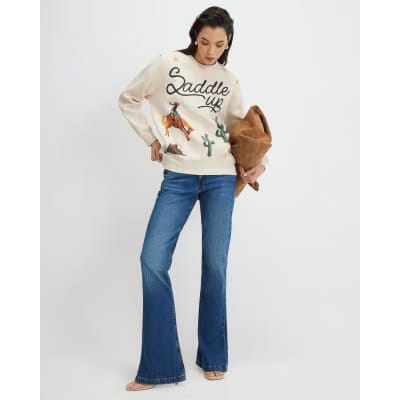 Beige Saddle Up Rodeo Sweatshirt