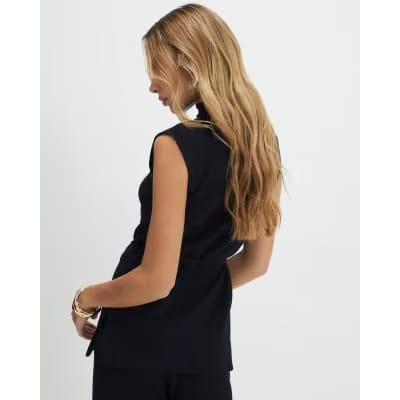 Black Texture Tie Top