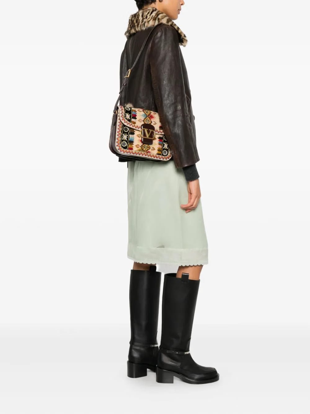 embroidered shoulder bag