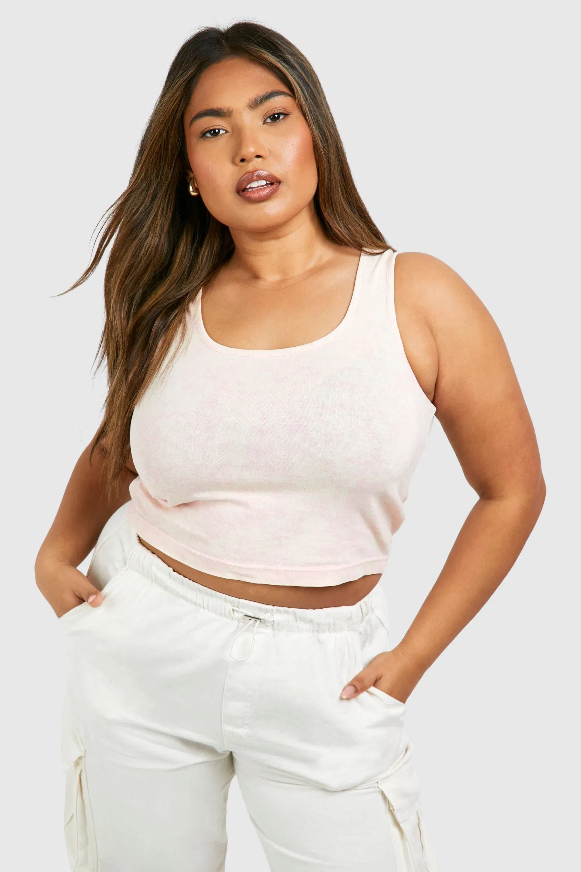 Plus Washed Rib Scoop Vest