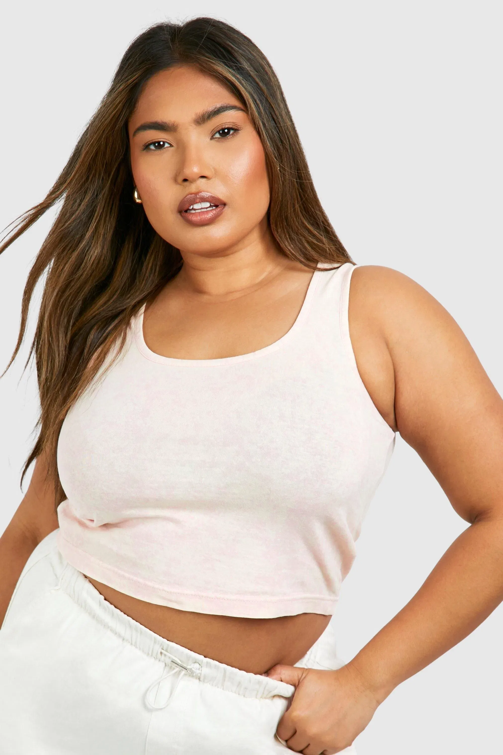 Plus Washed Rib Scoop Vest