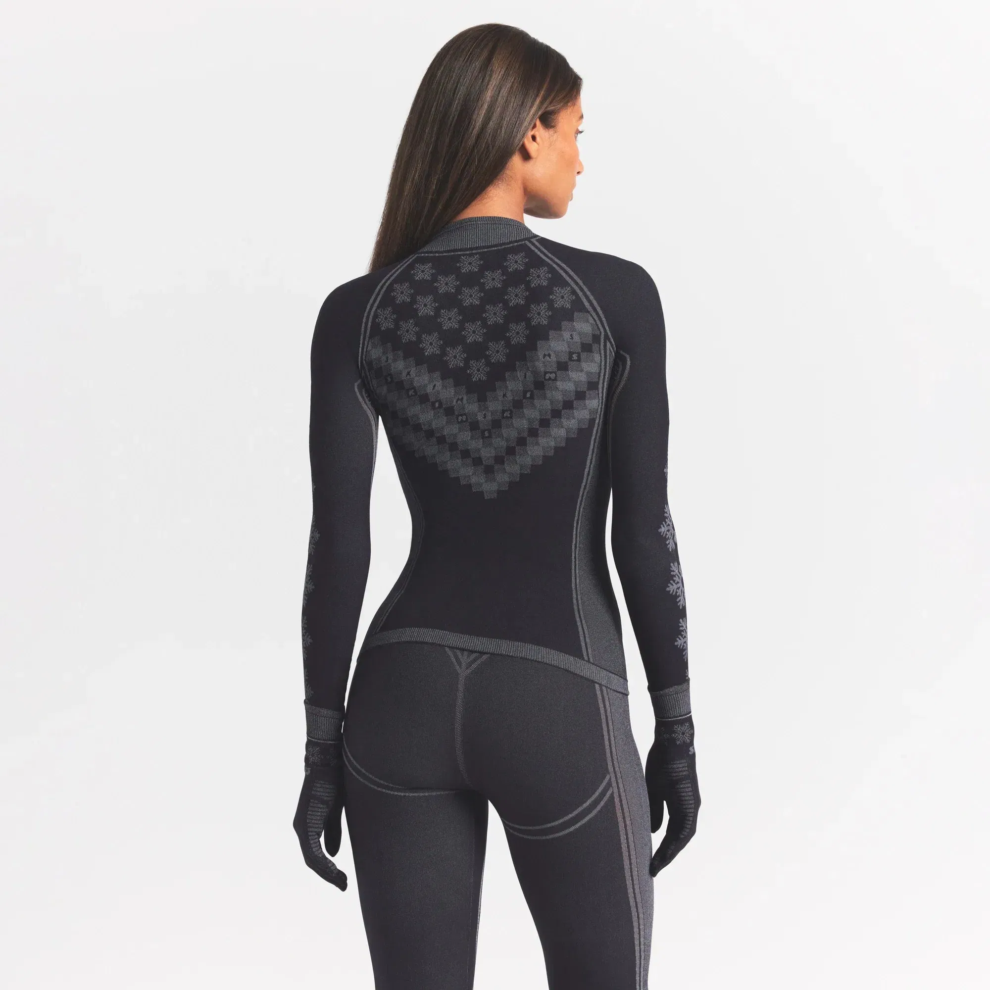 SKIMS FIRST LAYERS HALF ZIP LONG SLEEVE | OBSIDIAN WINTER FAIR ISLE