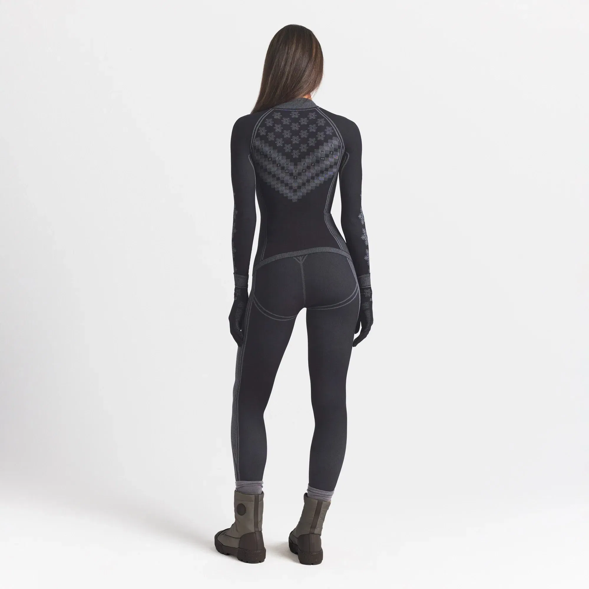 SKIMS FIRST LAYERS HALF ZIP LONG SLEEVE | OBSIDIAN WINTER FAIR ISLE