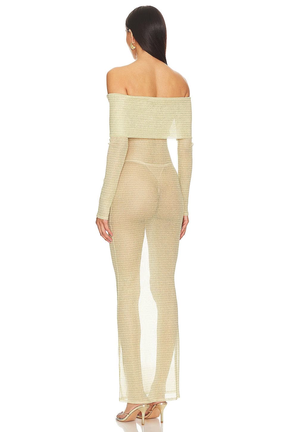 superdown Seraphina Off Shoulder Dress in Neutral Stripe