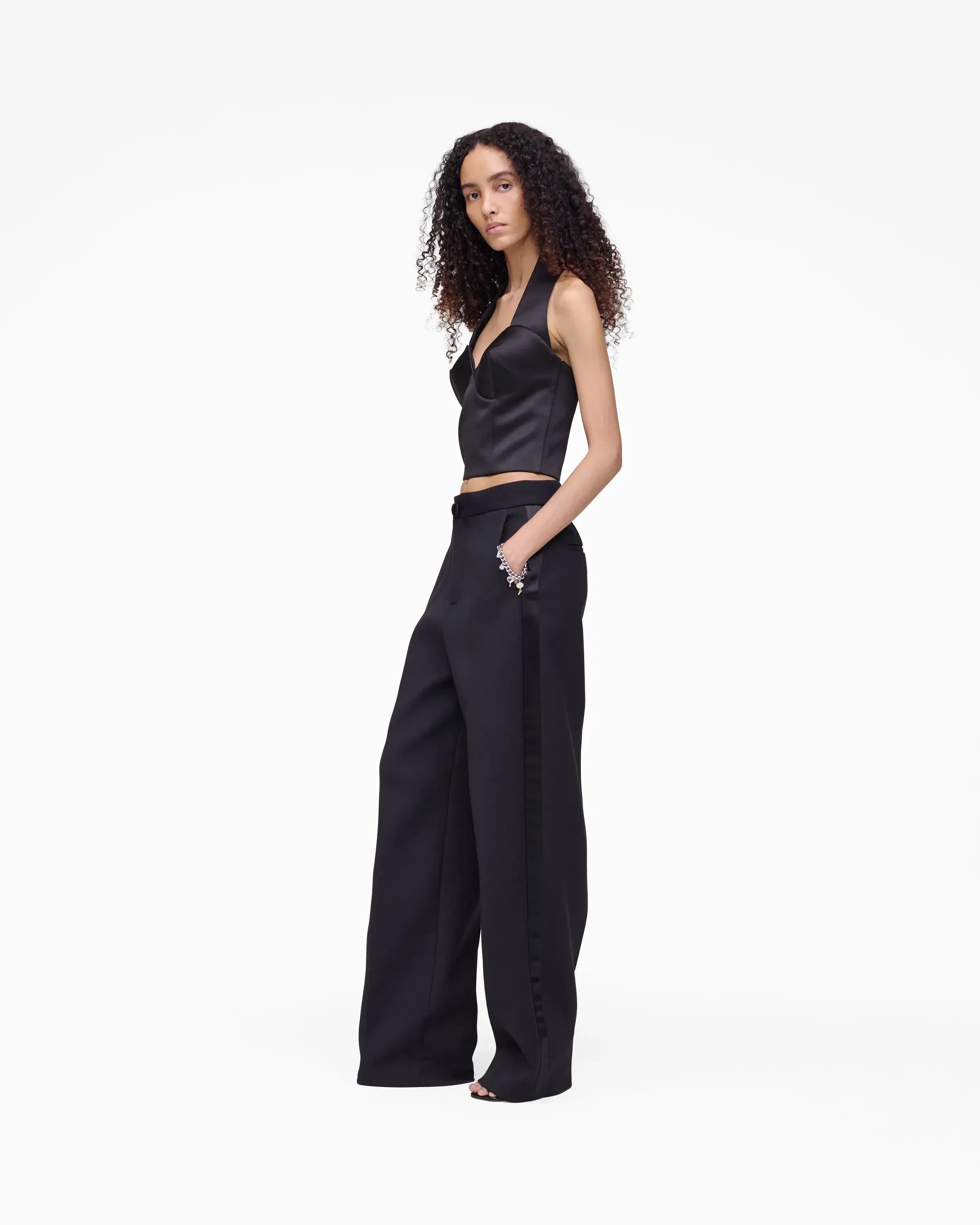 Sculpted Satin Halter Top