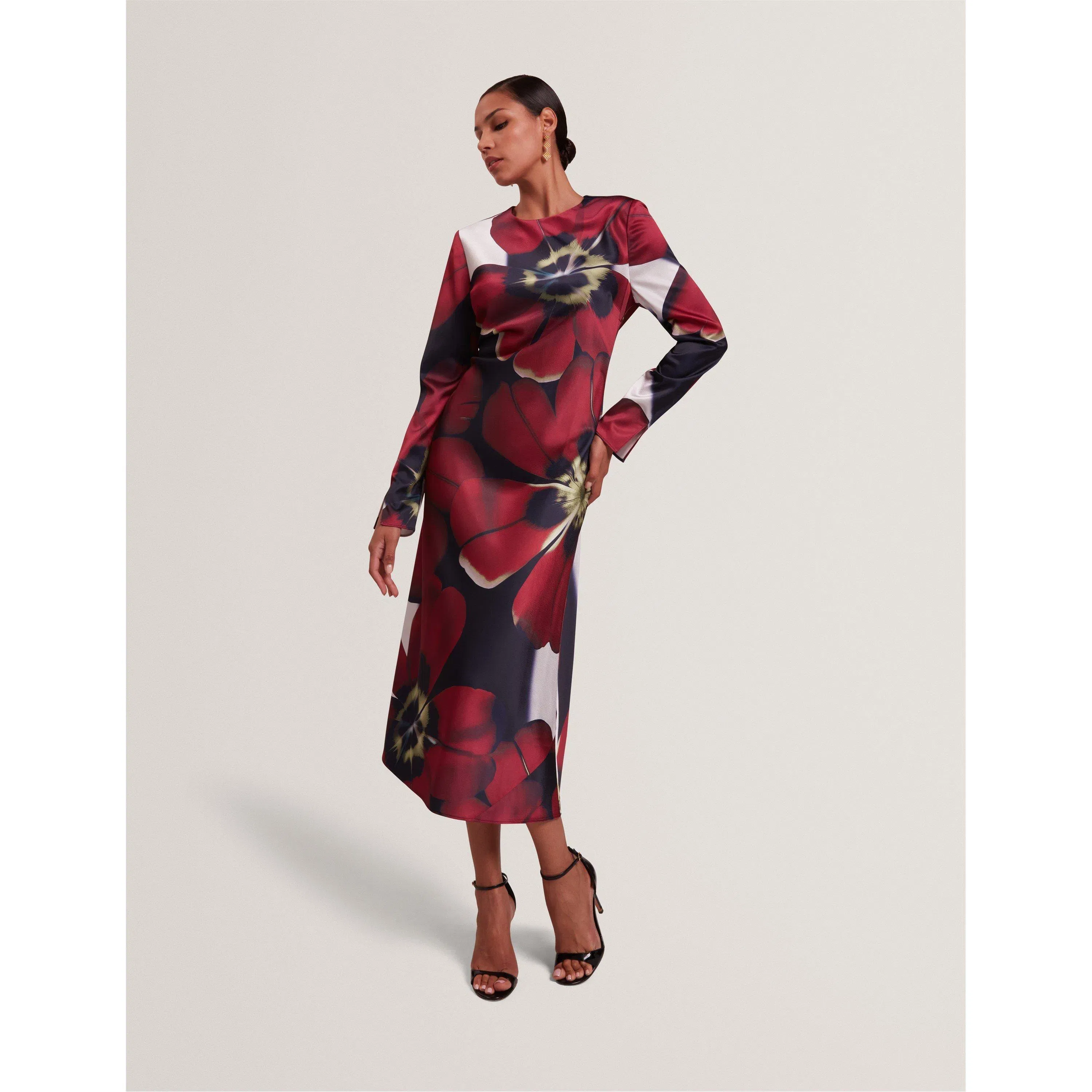 Long Sleeve Print Tea Dress