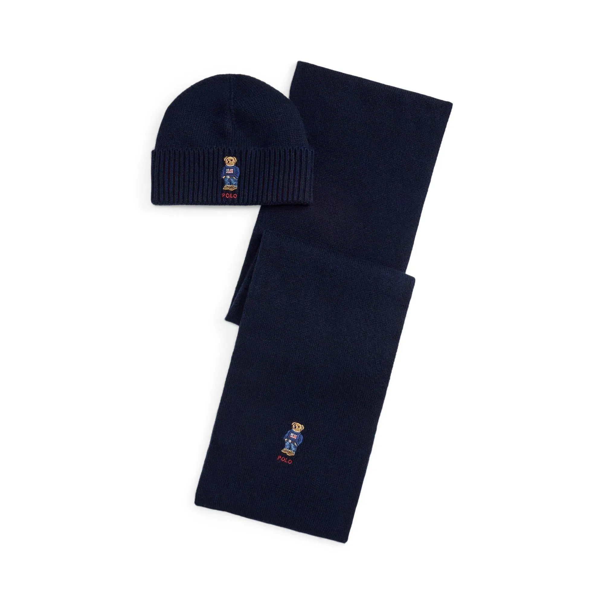 Wool Blend Bear Scarf and Beanie Gift Box Winter Set