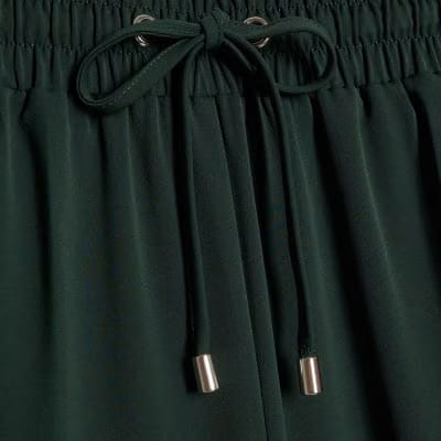 Green Side Stripe Drawstring Wide Leg Joggers