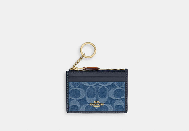 Mini Skinny Id Case In Signature Denim
