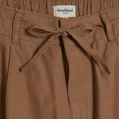 Beige Barrel Leg Cargo Trousers